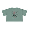 Butterfly Crop Tee: Grunge Red Butterfly Graphic Women's Crop Top - Sage