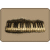Piano Keys Faux Leather Patch (Engraved Vintage Keyboard Design) - Light Brown / Black