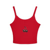 Cherry Graphic Crop Tank with Spaghetti Straps - Solid Red Blend