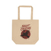 Night Creature Eco Tote Bag – Gothic Raven Reusable Canvas Grocery Tote - Oyster
