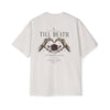 Till Death Skeleton Hands Rose Oversized Tee - Faded Bone