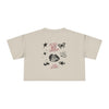 Butterfly Crop Tee: Grunge Red Butterfly Graphic Women's Crop Top - Bone
