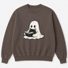 Ghost Reading Crewneck Sweatshirt: Cute Ghost with Book Cozy Pullover - Clay