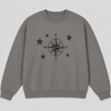 Compass Star Crewneck Sweatshirt: Vintage Nautical Compass Graphic - Cement