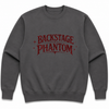 Backstage Phantom Crewneck: Vintage Theater Logo, Pigment-Dyed - Black