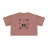 Butterfly Crop Tee: Grunge Red Butterfly Graphic Women's Crop Top - Hazy Pink