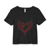 Gothic Winged Heart Baby Tee: Red Tribal Heart Graphic Shirt - Black
