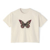Floral Grunge Butterfly Boxy Tee, Women's Cropped Graphic Tee - Ivory