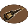 Engraved Faux Leather Guitar Patch - Vintage Electric Oval Patch - Dark Brown / Black