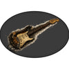 Engraved Faux Leather Guitar Patch - Vintage Electric Oval Patch - Black/Gold