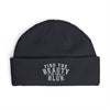 Cuff Beanie, "Find the Beauty in the Blur" Knit Winter Hat - Navy