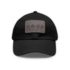 Leather Patch Dad Hat: Vintage Wildflower Sketch Cap - Black / Grey patch