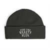Cuff Beanie, "Find the Beauty in the Blur" Knit Winter Hat - Coal