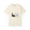 Ghost Cat T-Shirt: Cute Black Cat & Ghost Graphic Tee - Ivory