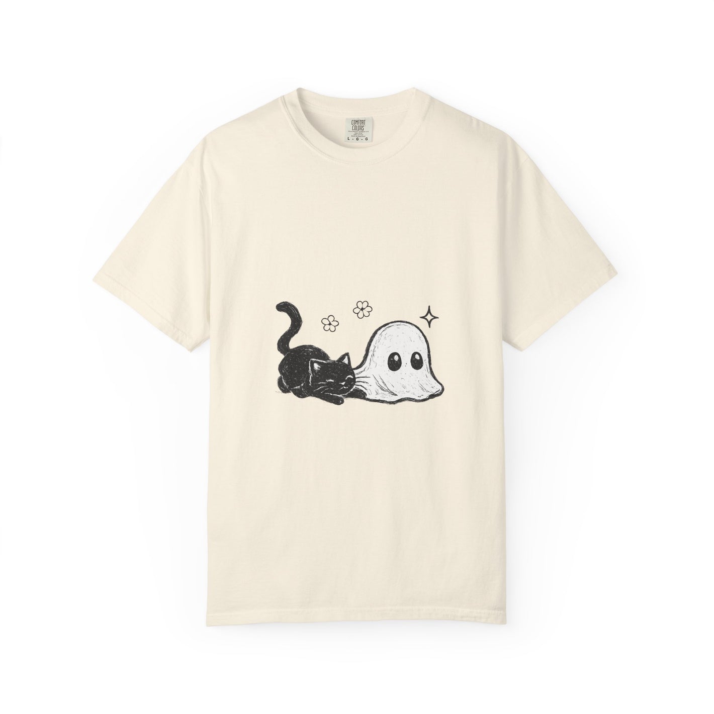 Ghost Cat T-Shirt — Cute Black Cat & Ghost Graphic Tee