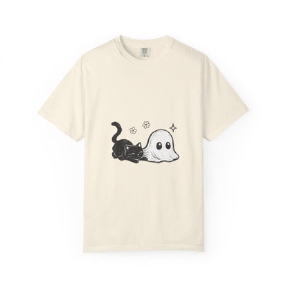 Ghost Cat T-Shirt — Cute Black Cat & Ghost Graphic Tee