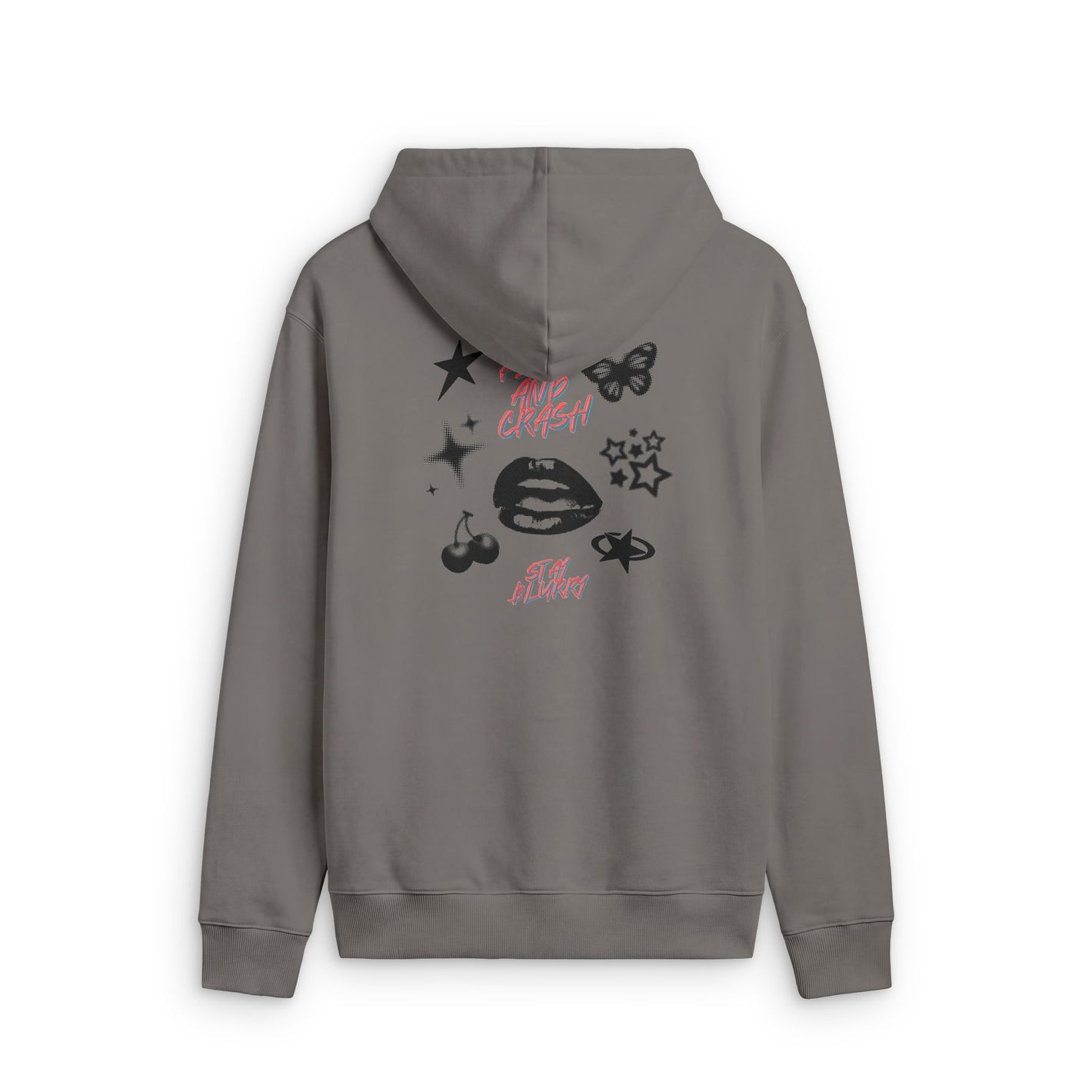 Butterfly & Stars Zip Hoodie — Vintage Graphic Faded Zip-Up
