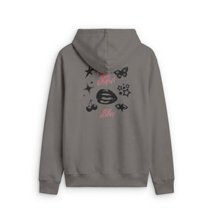 Butterfly & Stars Zip Hoodie: Faded Vintage Graphic Zip-Up