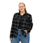 Night Creature Flannel Shirt — Gothic Raven Plaid Back Print