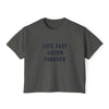Live Fast Listen Forever Boxy Tee: Vintage Music Graphic Tee - Pepper