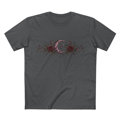 Crescent Moon & Roses Tee — Gothic Floral Night Sky T‑Shirt