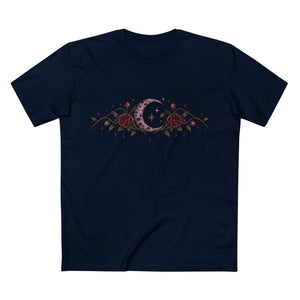 Crescent Moon & Roses Tee — Gothic Floral Night Sky T‑Shirt