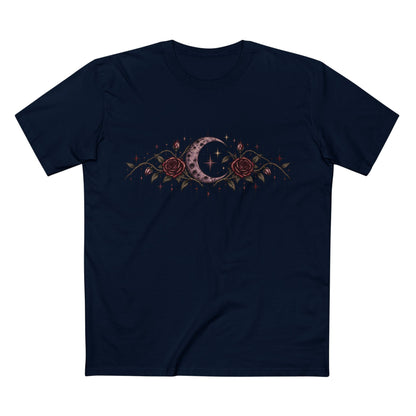 Crescent Moon & Roses Tee — Gothic Floral Night Sky T‑Shirt
