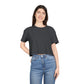 Butterfly Crop Tee: Grunge Red Butterfly Graphic Women's Crop Top