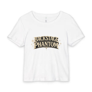 Backstage Phantom Baby Tee — Retro Gold Stage Logo Organic Rib Top