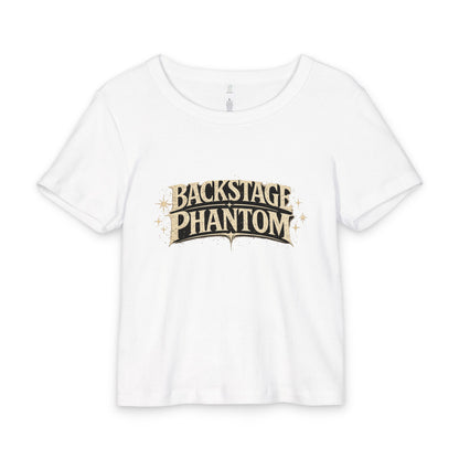 Backstage Phantom Baby Tee — Retro Gold Stage Logo Organic Rib Top