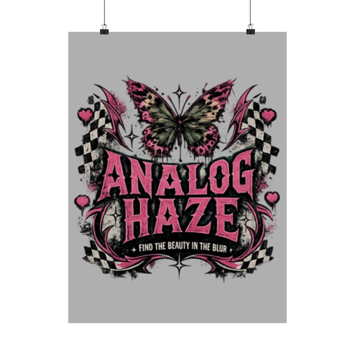 Analog Haze Matte Poster — Retro Butterfly Cherry Wall Art