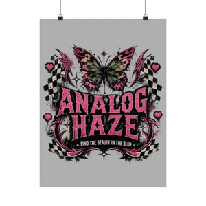 Analog Haze Matte Poster: Retro Butterfly Cherry Wall Art