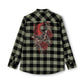 Night Creature Flannel Shirt — Gothic Raven Plaid Back Print