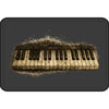 Piano Keys Faux Leather Patch (Engraved Vintage Keyboard Design) - Black/Gold