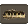 Piano Keys Faux Leather Patch (Engraved Vintage Keyboard Design) - Dark Gray / Black