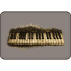 Piano Keys Faux Leather Patch (Engraved Vintage Keyboard Design) - Gray / Black