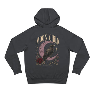 Moon Child Hoodie — Mystical Crow & Crescent Moon Graphic Hoodie