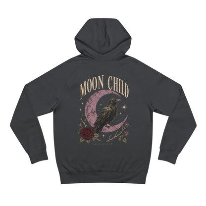 Moon Child Hoodie — Mystical Crow & Crescent Moon Graphic Hoodie