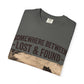 Somewhere Between Lost & Found Vintage Road Sign Graphic T-Shirt