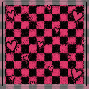 Pink & Black Checker Heart Throw Pillow, Grunge Valentine Cushion