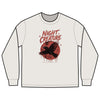 Night Creature Long Sleeve Tee — Vintage Raven Graphic Shirt - Faded Bone