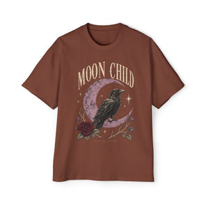 Moon Child Raven Tee — Vintage Moon & Rose Graphic T-Shirt