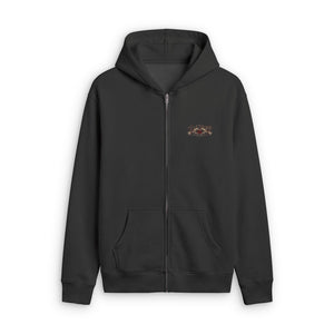 Faded Zip Hoodie — Dripping Red Rose Back Graphic