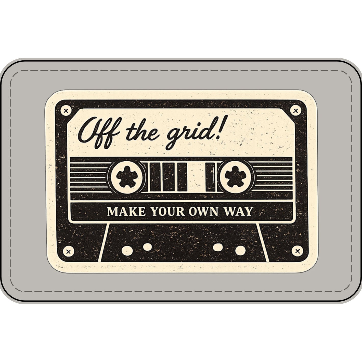 Faux Leather Patch — 'Off the Grid! Make Your Own Way' Vintage Cassette Patch