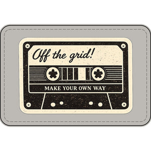 Faux Leather Patch — 'Off the Grid! Make Your Own Way' Vintage Cassette Patch