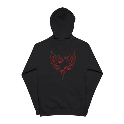 Red Tribal Heart Graphic Zip-Up Hoodie