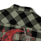 Night Creature Flannel Shirt — Gothic Raven Plaid Back Print