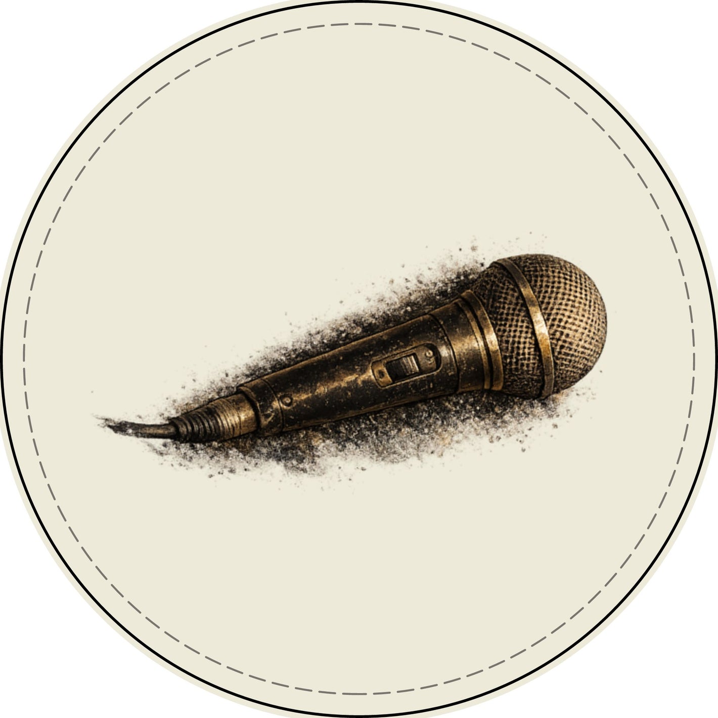 Engraved Faux Leather Microphone Patch — Vintage Singer Music Badge