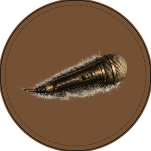 Engraved Faux Leather Microphone Patch — Vintage Singer Music Badge