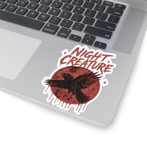 Night Creature Raven Sticker — Gothic Crow Kiss-Cut Decal